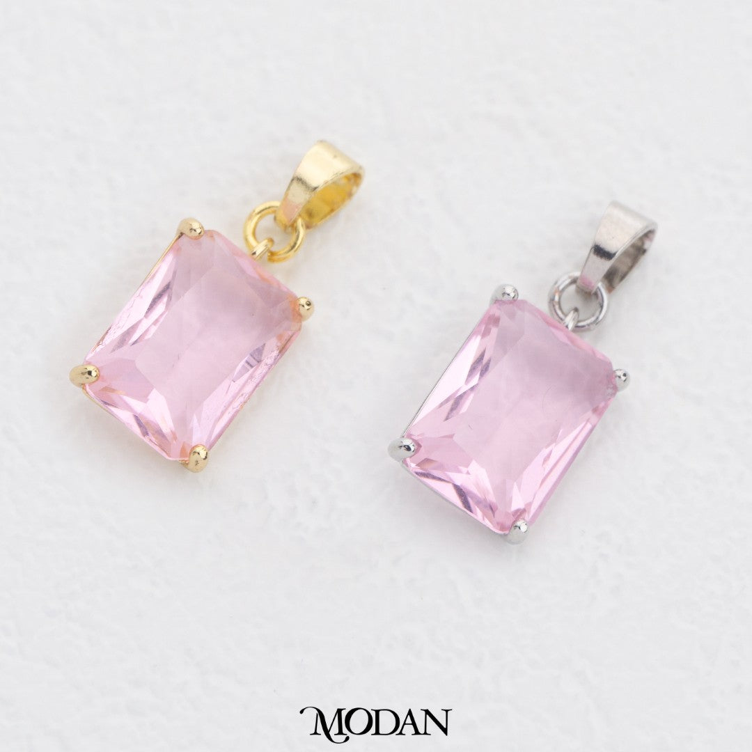 Sparkling Colorful Rectangle DIY Charm Liontin Persegi Panjang Warna Warni Hypoallergenic Gold Filled