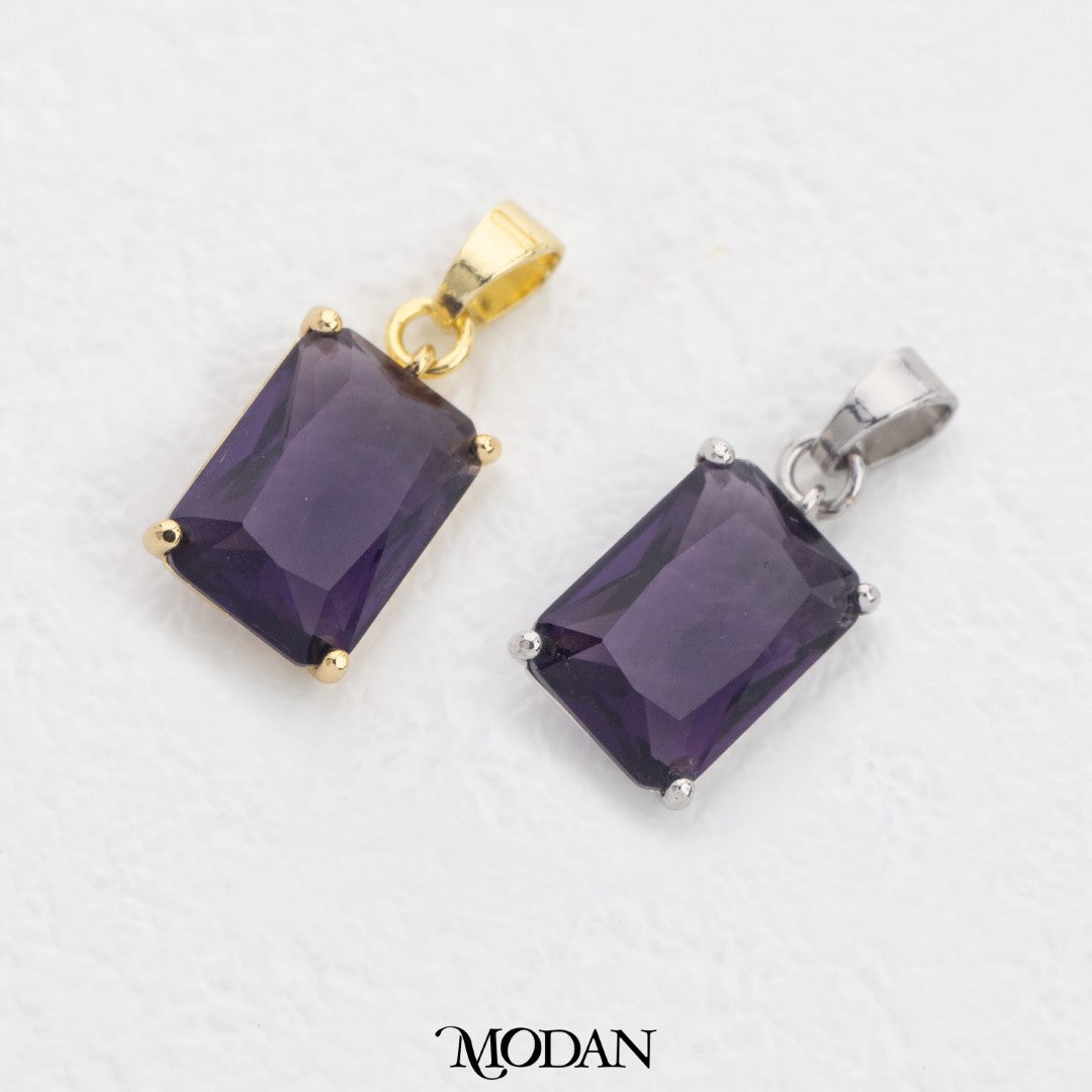 Sparkling Colorful Rectangle DIY Charm Liontin Persegi Panjang Warna Warni Hypoallergenic Gold Filled