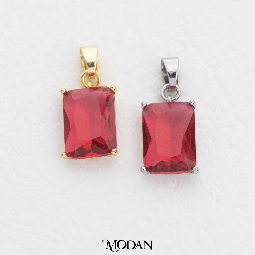 Sparkling Colorful Rectangle DIY Charm Liontin Persegi Panjang Warna Warni Hypoallergenic Gold Filled