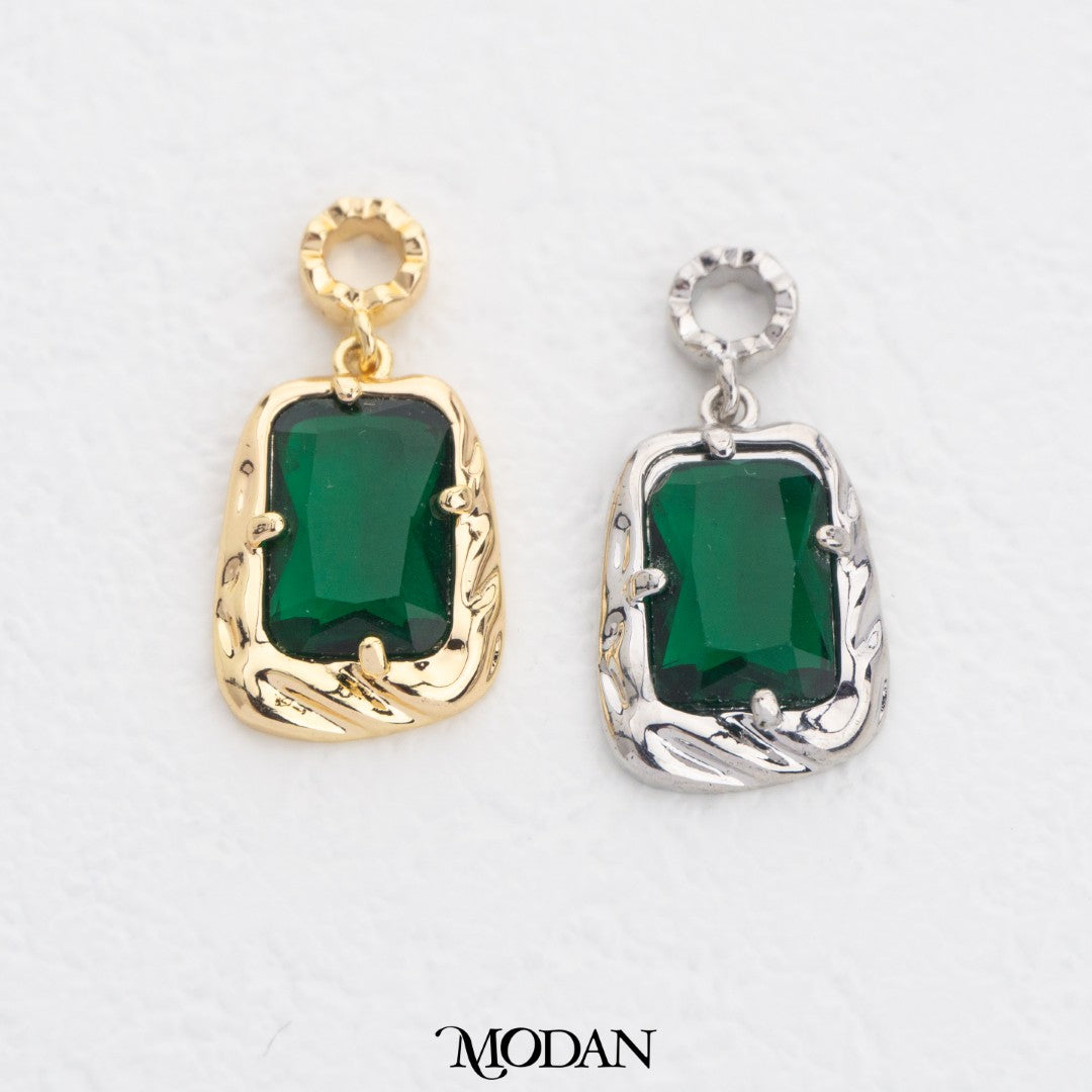 Sparkling Colorful Rectangle Twisted DIY Charm Liontin Persegi Panjang Ulir Warna Warni Hypoallergenic Gold Filled