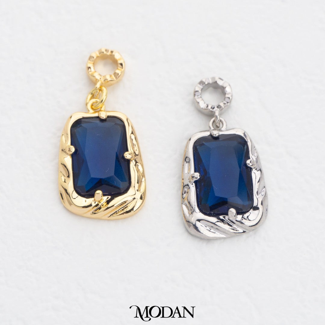 Sparkling Colorful Rectangle Twisted DIY Charm Liontin Persegi Panjang Ulir Warna Warni Hypoallergenic Gold Filled