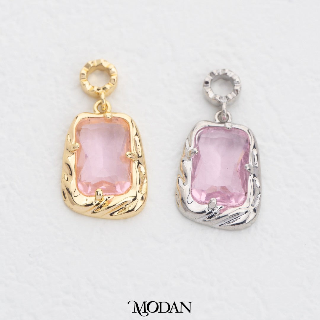 Sparkling Colorful Rectangle Twisted DIY Charm Liontin Persegi Panjang Ulir Warna Warni Hypoallergenic Gold Filled