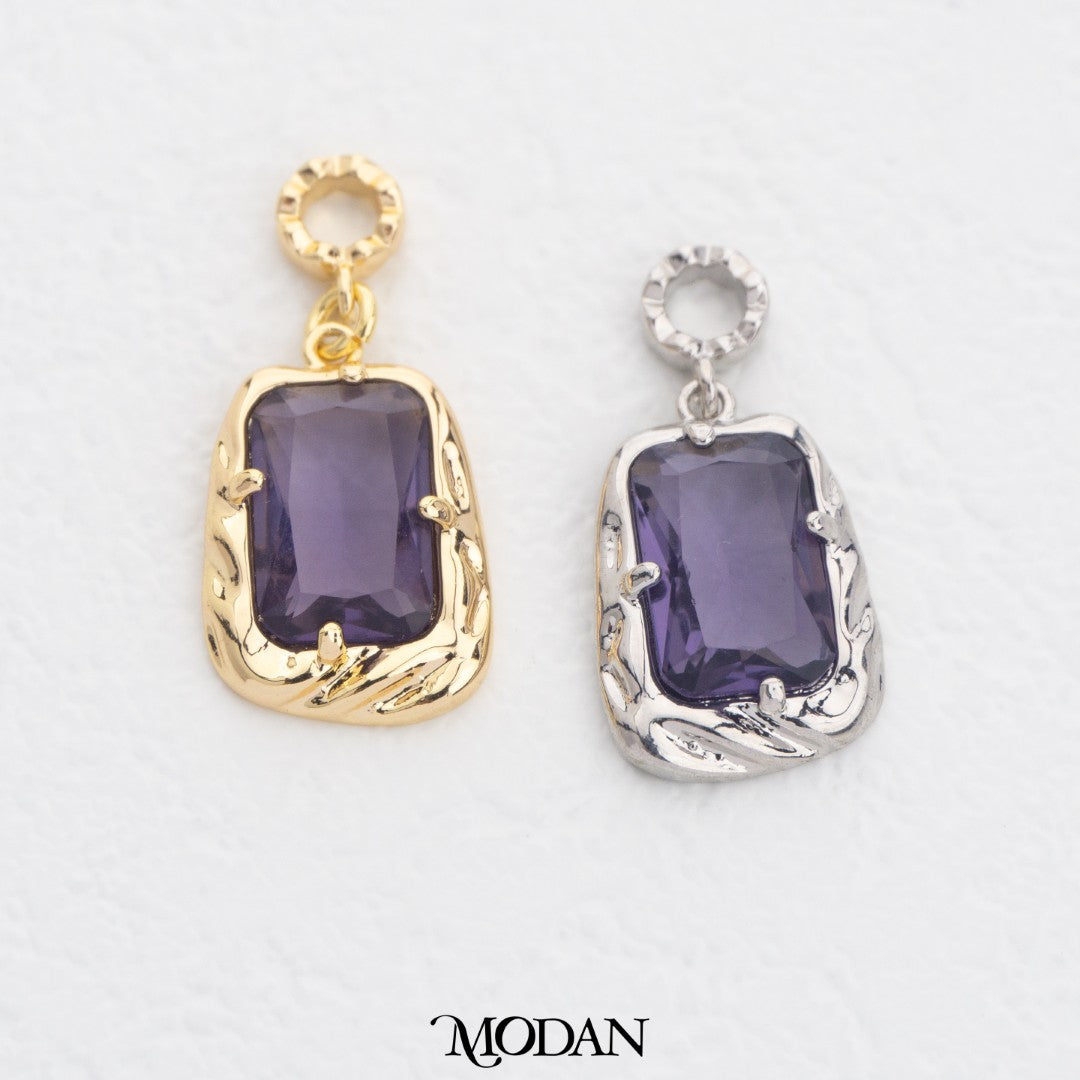 Sparkling Colorful Rectangle Twisted DIY Charm Liontin Persegi Panjang Ulir Warna Warni Hypoallergenic Gold Filled