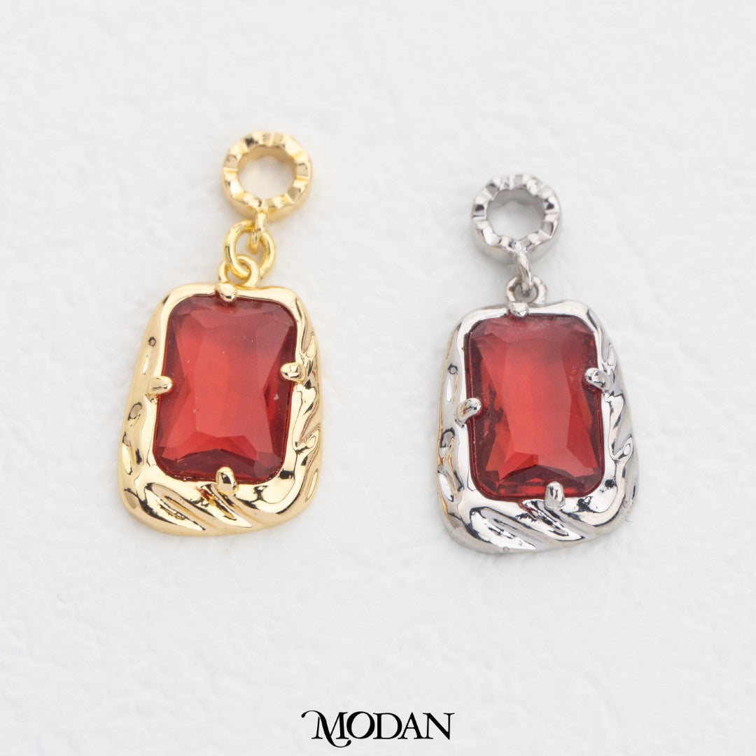 Sparkling Colorful Rectangle Twisted DIY Charm Liontin Persegi Panjang Ulir Warna Warni Hypoallergenic Gold Filled