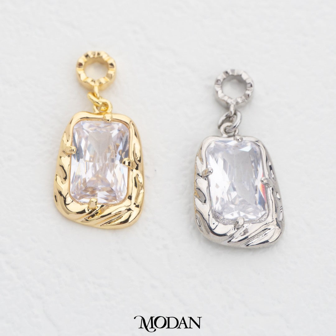 Sparkling Colorful Rectangle Twisted DIY Charm Liontin Persegi Panjang Ulir Warna Warni Hypoallergenic Gold Filled
