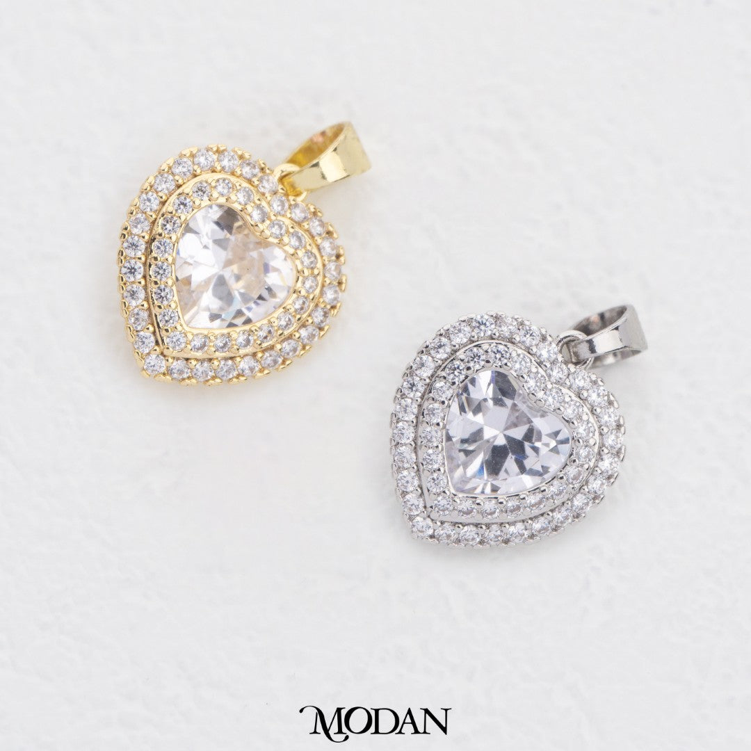 Sparkling Colorful Heart DIY Charm Liontin Hati Warna Warni Hypoallergenic Gold Filled