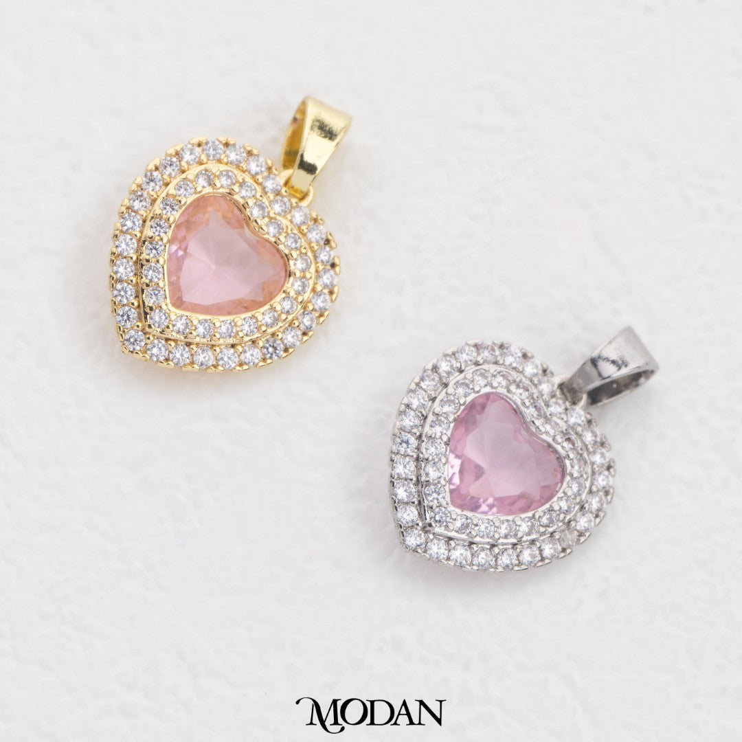 Sparkling Colorful Heart DIY Charm Liontin Hati Warna Warni Hypoallergenic Gold Filled