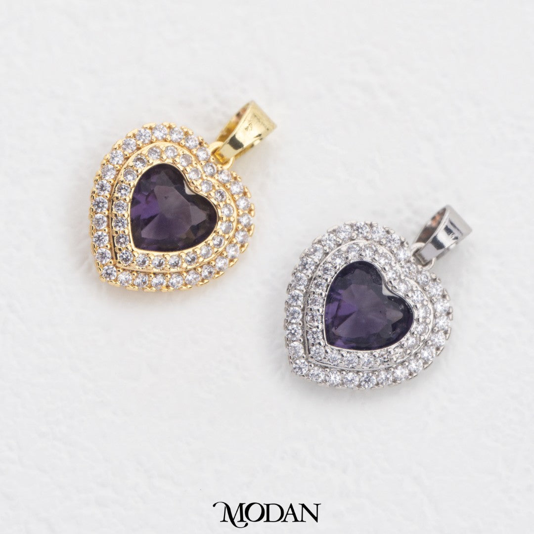 Sparkling Colorful Heart DIY Charm Liontin Hati Warna Warni Hypoallergenic Gold Filled