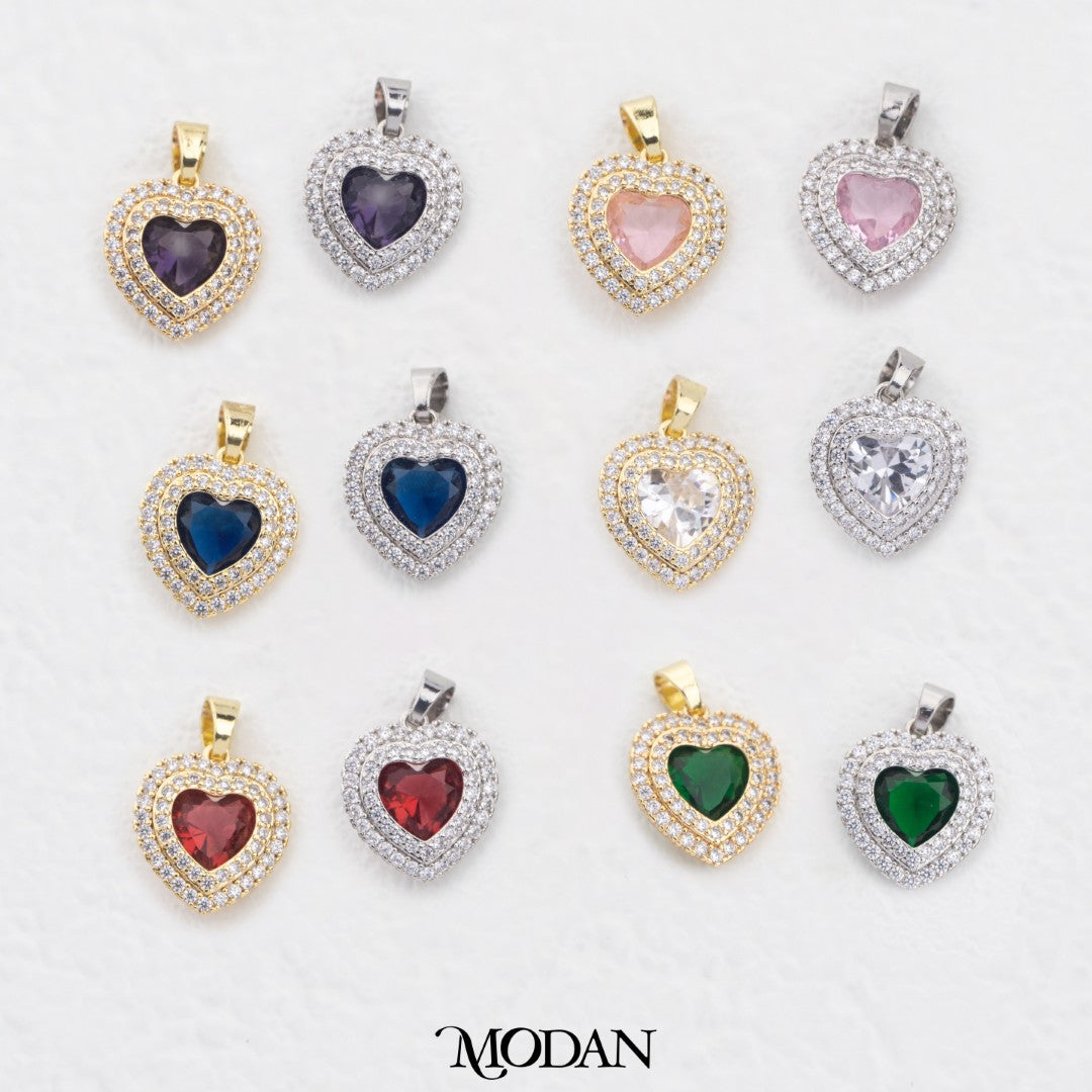 Sparkling Colorful Heart DIY Charm Liontin Hati Warna Warni Hypoallergenic Gold Filled