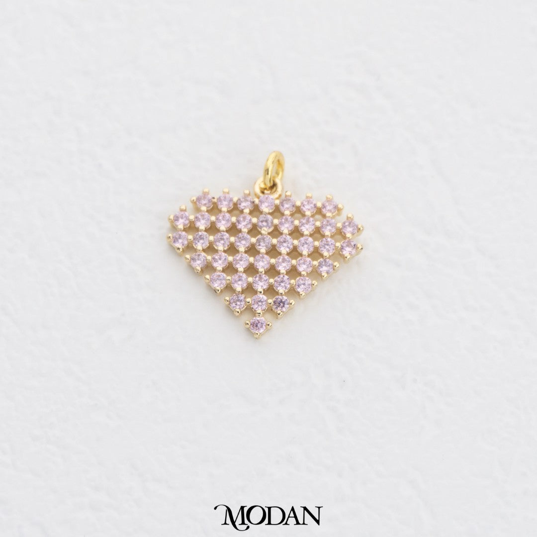 Cluster Colorful Heart DIY Charm Liontin Hati Rangkaian Warna Warni Hypoallergenic Gold Filled