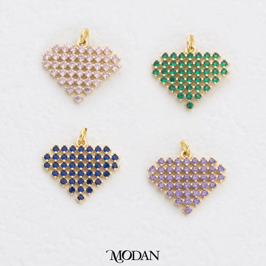 Cluster Colorful Heart DIY Charm Liontin Hati Rangkaian Warna Warni Hypoallergenic Gold Filled