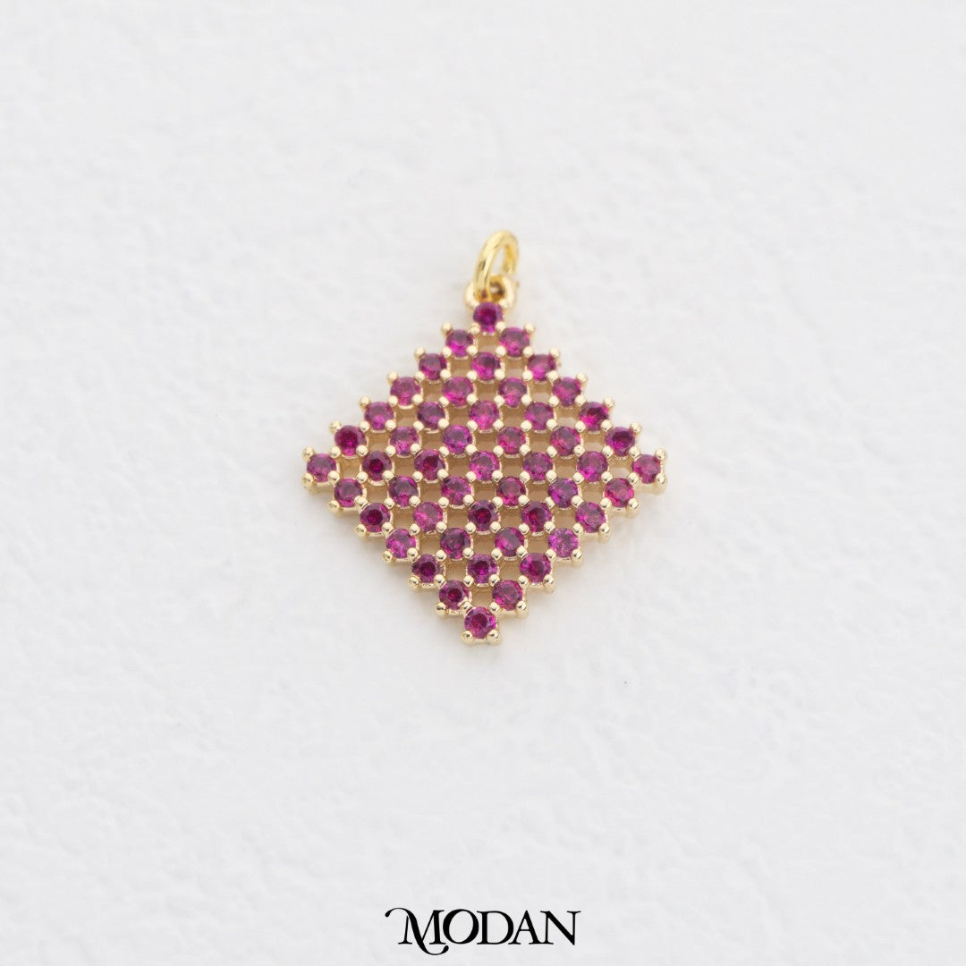 Cluster Colorful Rhombus DIY Charm Liontin Belah Ketupat Rangkaian Warna Warni Hypoallergenic Gold Filled