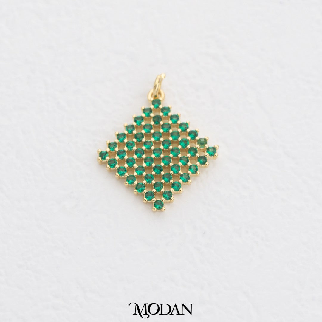 Cluster Colorful Rhombus DIY Charm Liontin Belah Ketupat Rangkaian Warna Warni Hypoallergenic Gold Filled