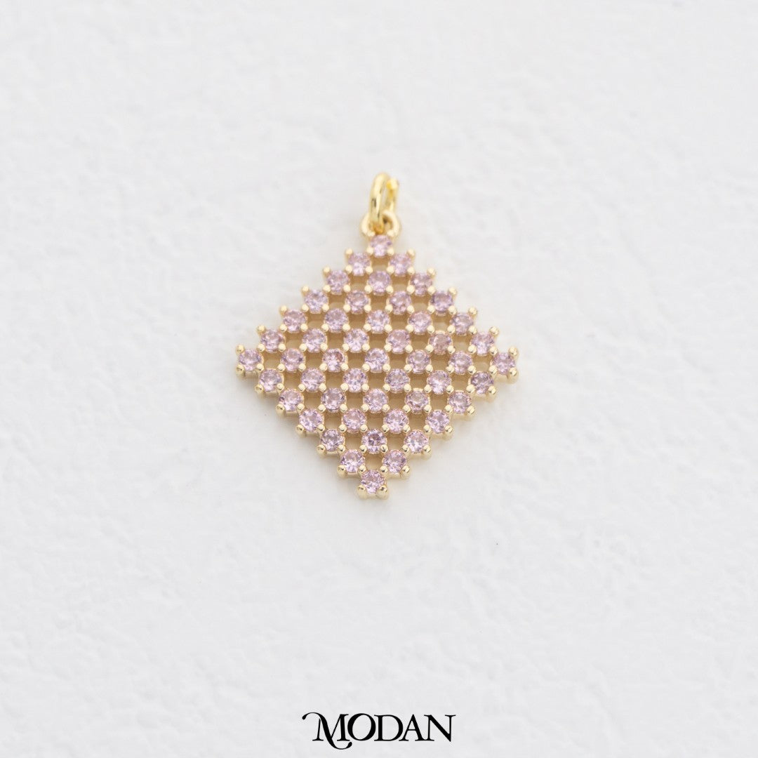Cluster Colorful Rhombus DIY Charm Liontin Belah Ketupat Rangkaian Warna Warni Hypoallergenic Gold Filled