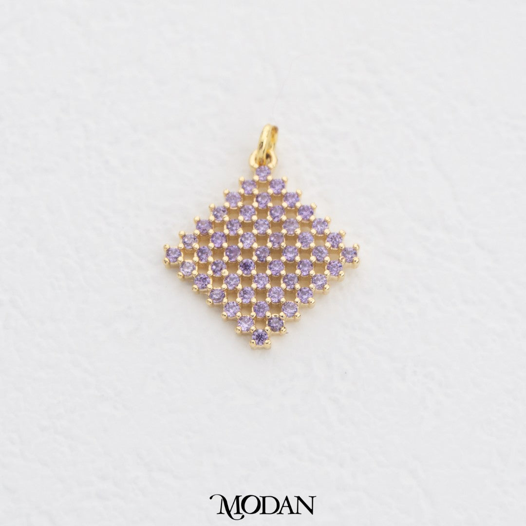 Cluster Colorful Rhombus DIY Charm Liontin Belah Ketupat Rangkaian Warna Warni Hypoallergenic Gold Filled