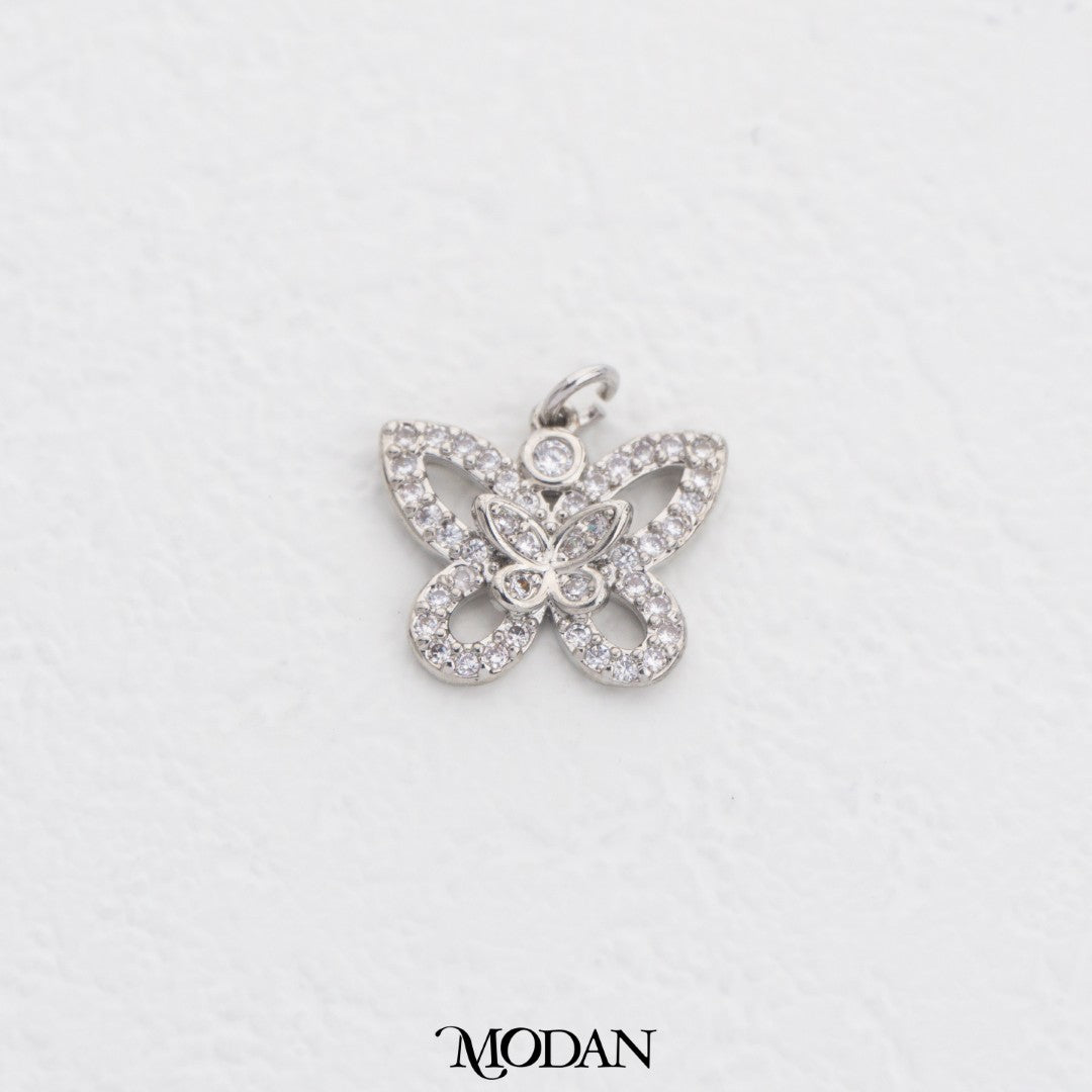 Sparkling Double Layer Butterfly DIY Charm Liontin Kupu Kupu Dua Lapis Hypoallergenic Gold Plated