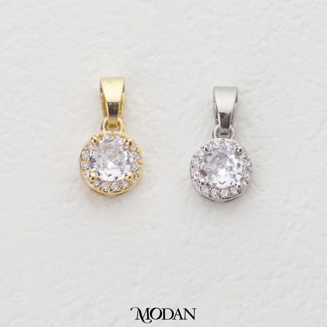 Mini Micro Paved Round Solitaire DIY Charm Liontin Pesta Kecil Hypoallergenic Gold Plated