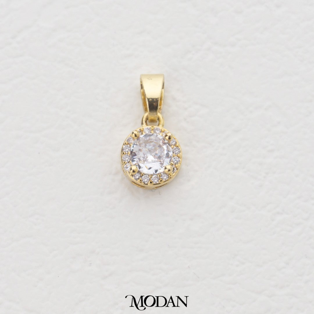 Mini Micro Paved Round Solitaire DIY Charm Liontin Pesta Kecil Hypoallergenic Gold Plated