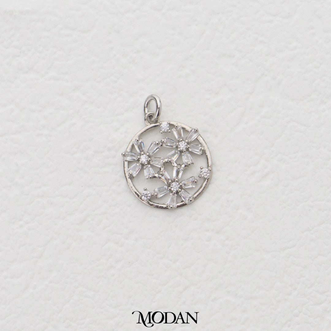 Sparkling Floral Medallion DIY Charm Liontin Karangan Bunga Bulat Hypoallergenic Gold Filled