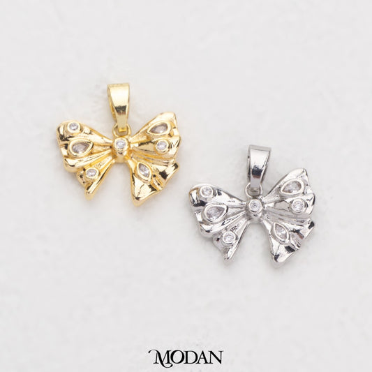 Elegant Ribbon Charm DIY Charm Liontin Pita Elegan Hypoallergenic Gold Filled