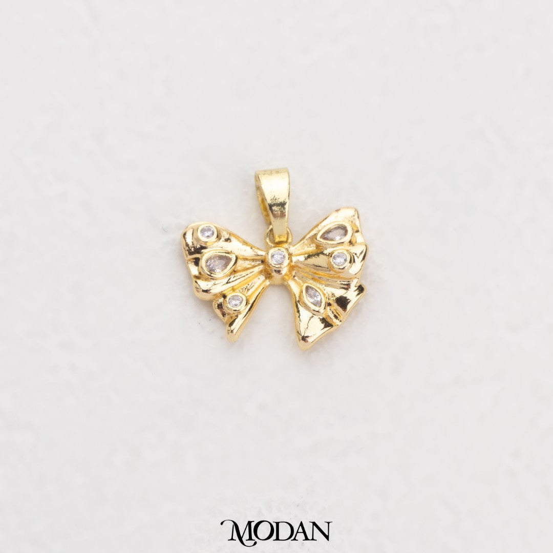 Elegant Ribbon Charm DIY Charm Liontin Pita Elegan Hypoallergenic Gold Filled