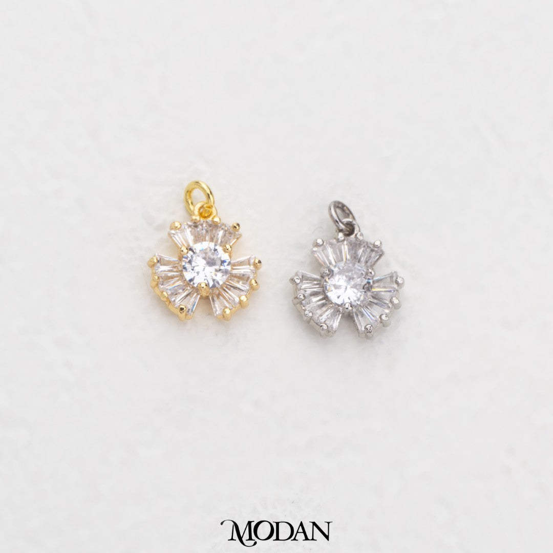 Round Triple Baguette Charm DIY Charm Liontin Bulat Baguetter Hypoallergenic Gold Filled