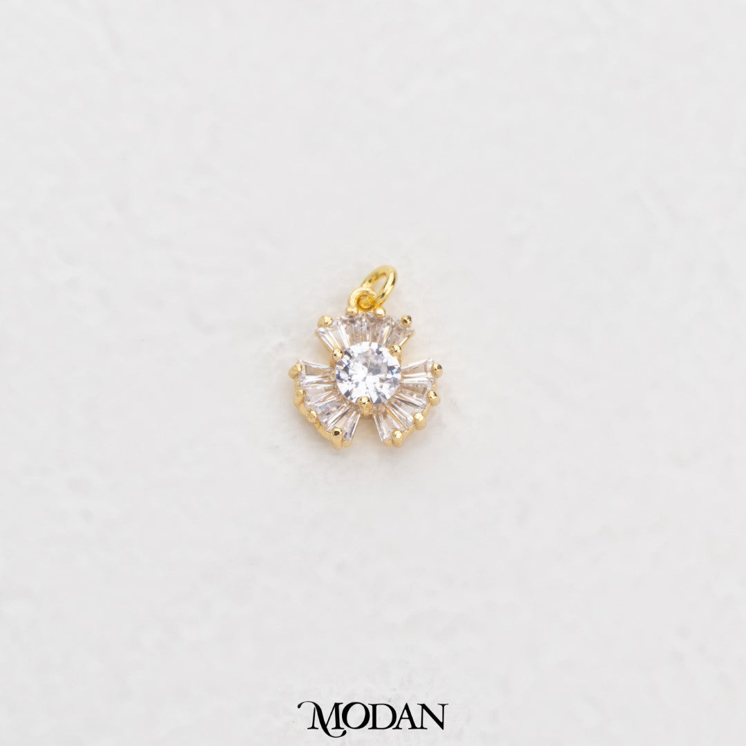 Round Triple Baguette Charm DIY Charm Liontin Bulat Baguetter Hypoallergenic Gold Filled