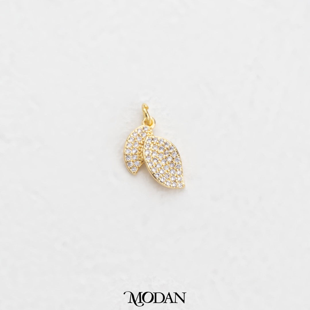 Double Leaf Charm DIY Charm Liontin Daun Ganda Hypoallergenic Gold Filled