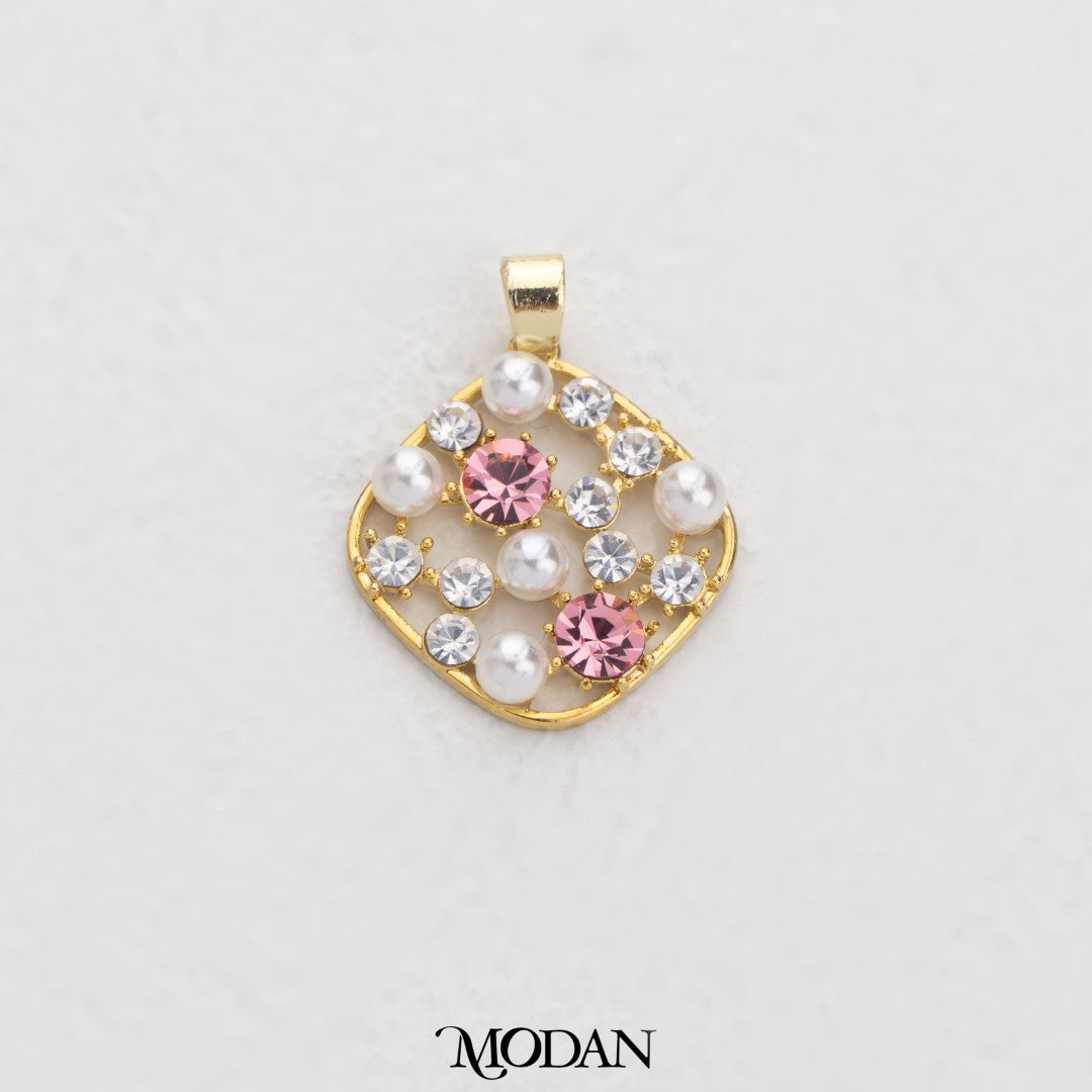 Pink And Purple Pearl Rhombus Pendant DIY Pendant Liontin Belah Ketupat Pink Dan Ungu Hypoallergenic Gold Plated