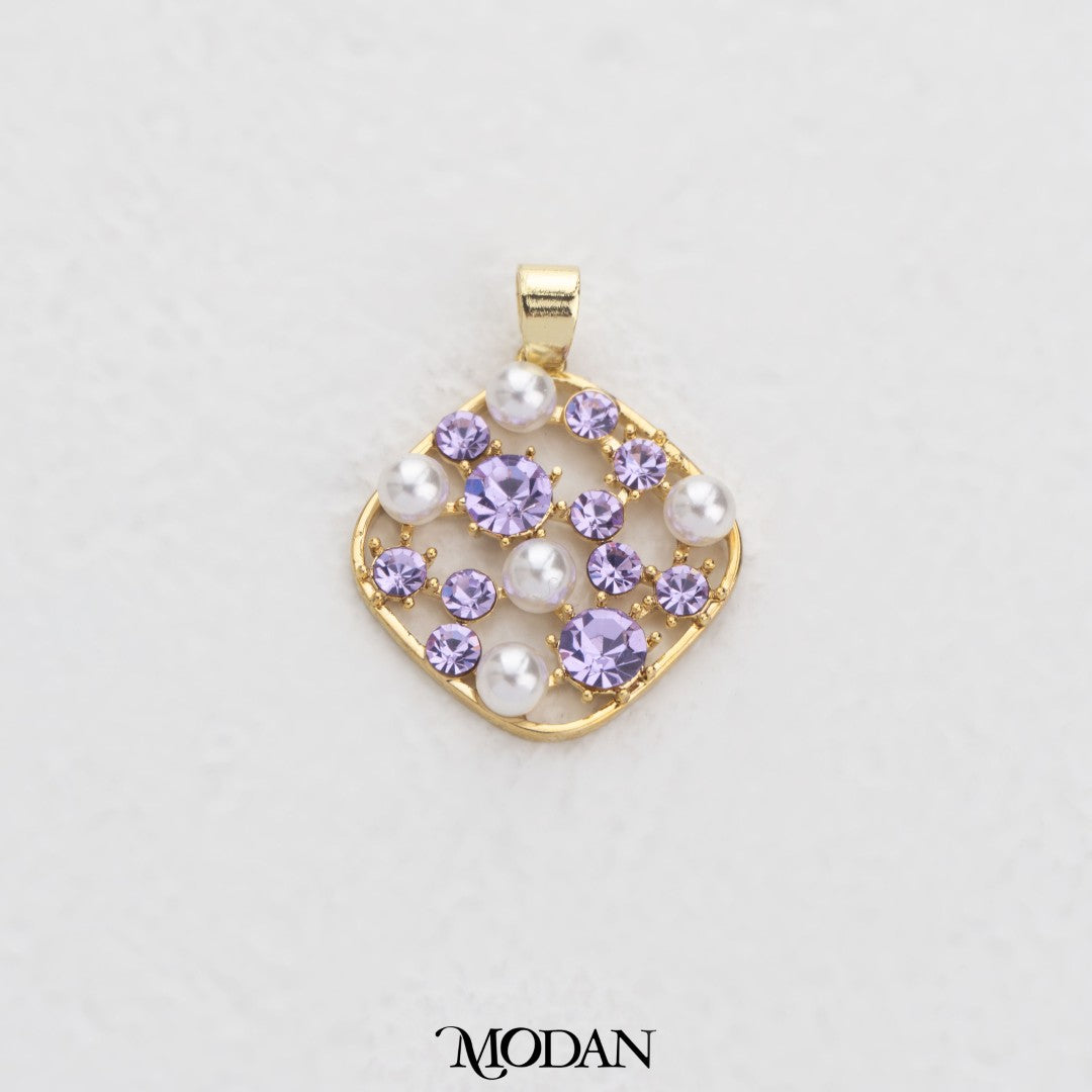 Pink And Purple Pearl Rhombus Pendant DIY Pendant Liontin Belah Ketupat Pink Dan Ungu Hypoallergenic Gold Plated