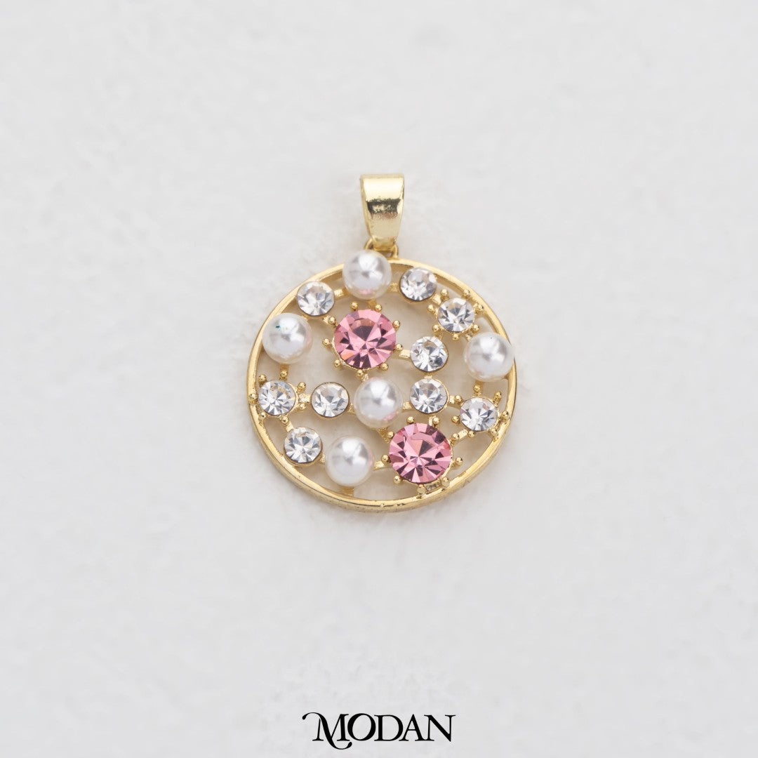 Pink And Purple Pearl Round Pendant DIY Pendant Liontin Bulat Pink Dan Ungu Hypoallergenic Gold Plated