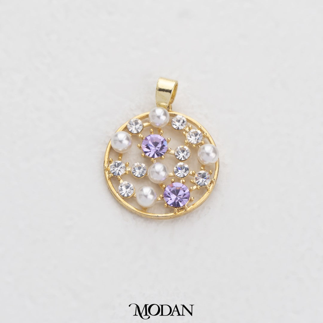Pink And Purple Pearl Round Pendant DIY Pendant Liontin Bulat Pink Dan Ungu Hypoallergenic Gold Plated