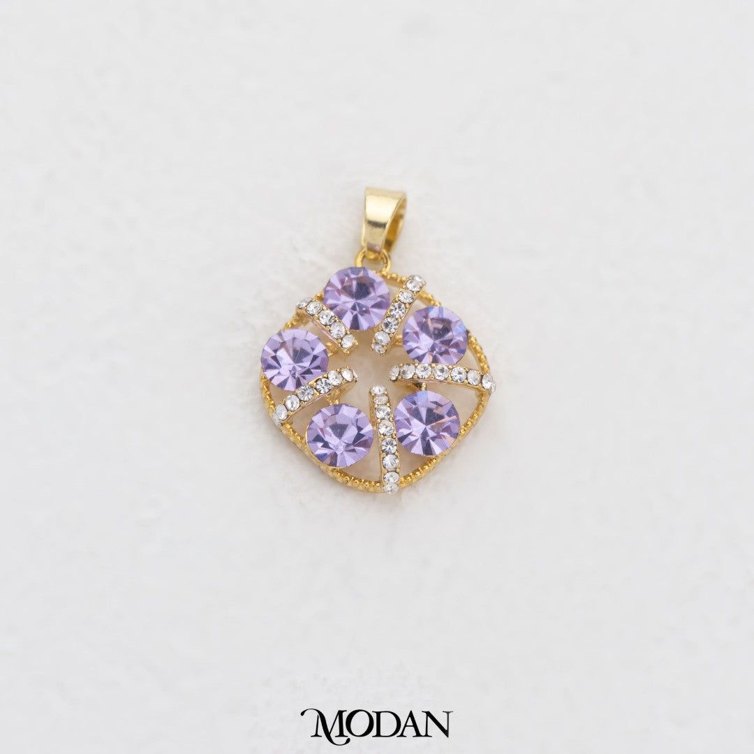 Sparkling Purple Rhombus DIY Charm Liontin Belah Ketupat Ungu Hypoallergenic Gold Plated