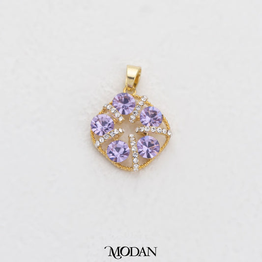 Sparkling Purple Rhombus DIY Charm Liontin Belah Ketupat Ungu Hypoallergenic Gold Plated