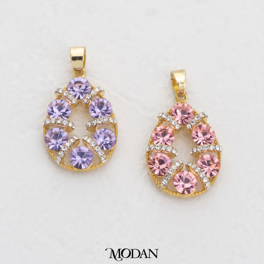 Pink And Purple Teardrop Pendant DIY Pendant Liontin Tetes Air Mata Pink Dan Ungu Hypoallergenic Gold Plated