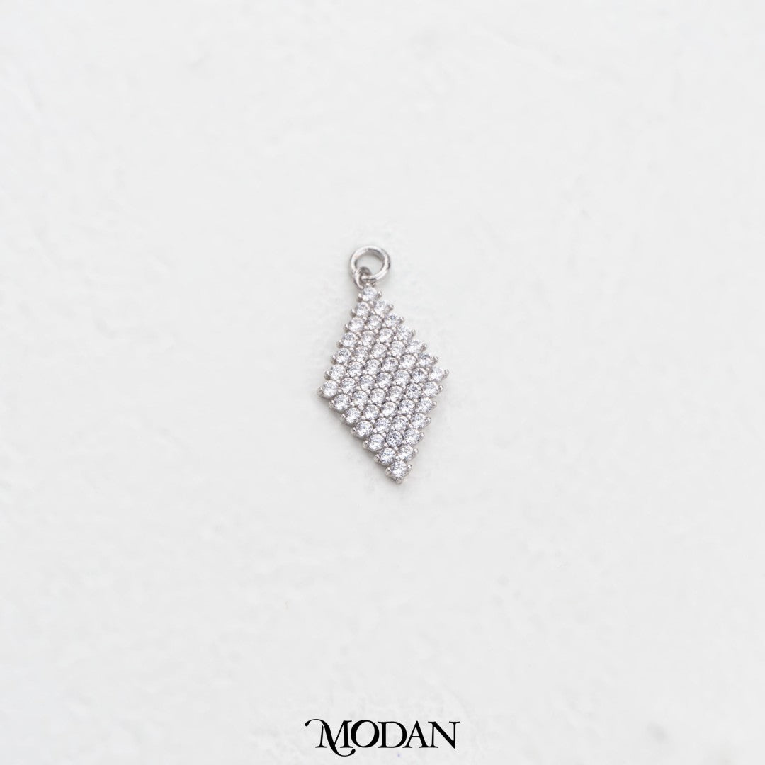 Micro Paved Rhombus Charm DIY Charm Liontin Belah Ketupat Pesta Hypoallergenic Gold Plated