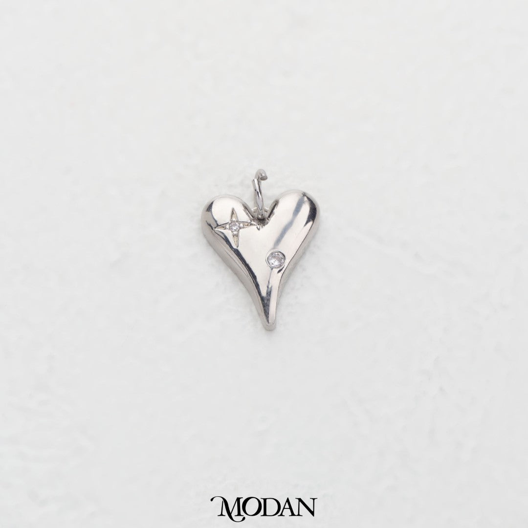 Sparkling Heart With Star Charm DIY Charm Liontin Hati Hypoallergenic Gold Plated