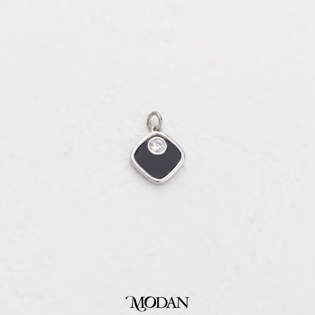 Mini Black Enamel Rhombus DIY Charm Liontin belah Ketupat Hitam Hypoallergenic Gold Plated