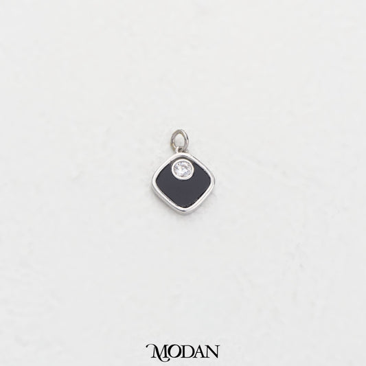 Mini Black Enamel Rhombus DIY Charm Liontin belah Ketupat Hitam Hypoallergenic Gold Plated