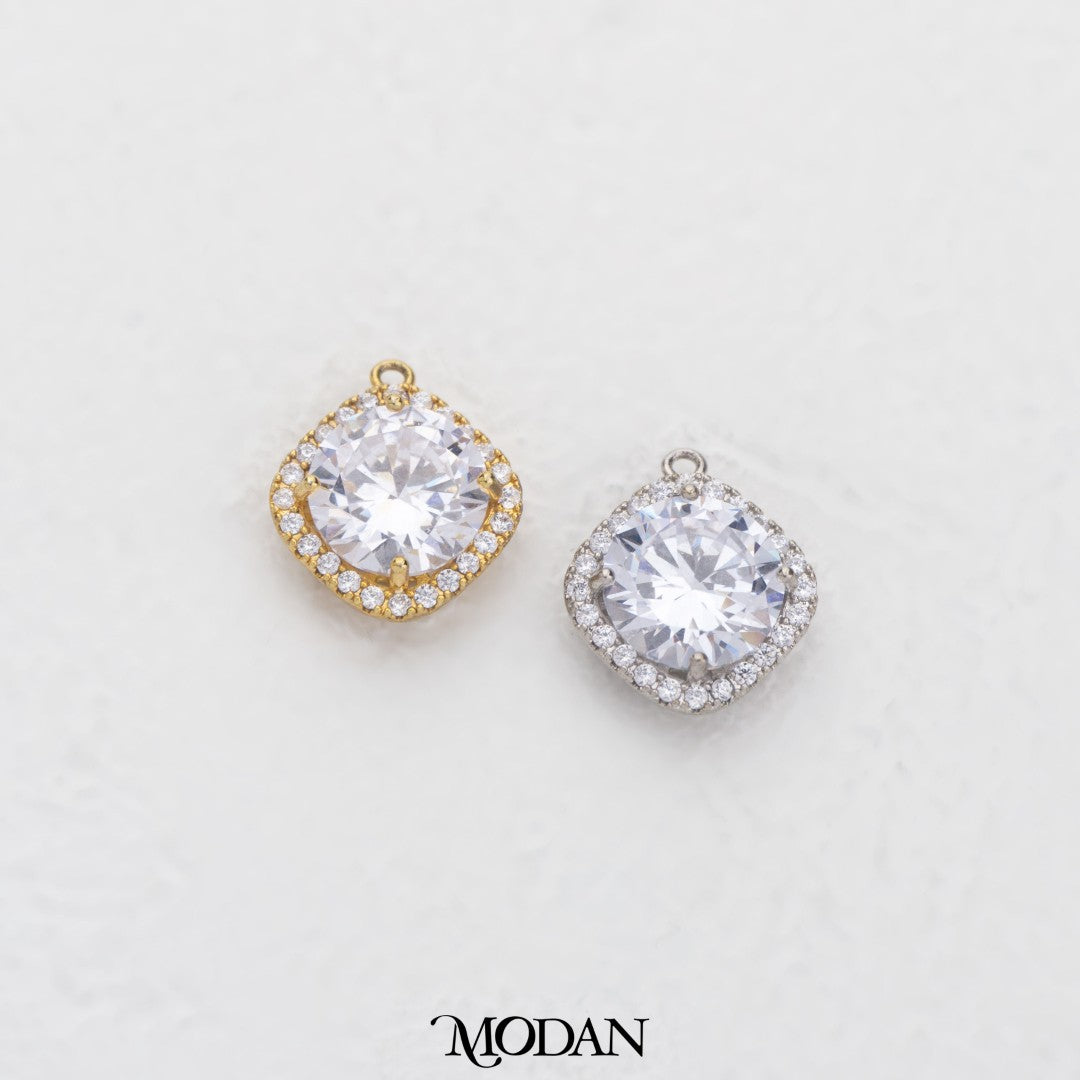 Round Cut Rhombus Shaped Charm DIY Charm Liontin Belah Ketupat  Hypoallergenic Gold Plated