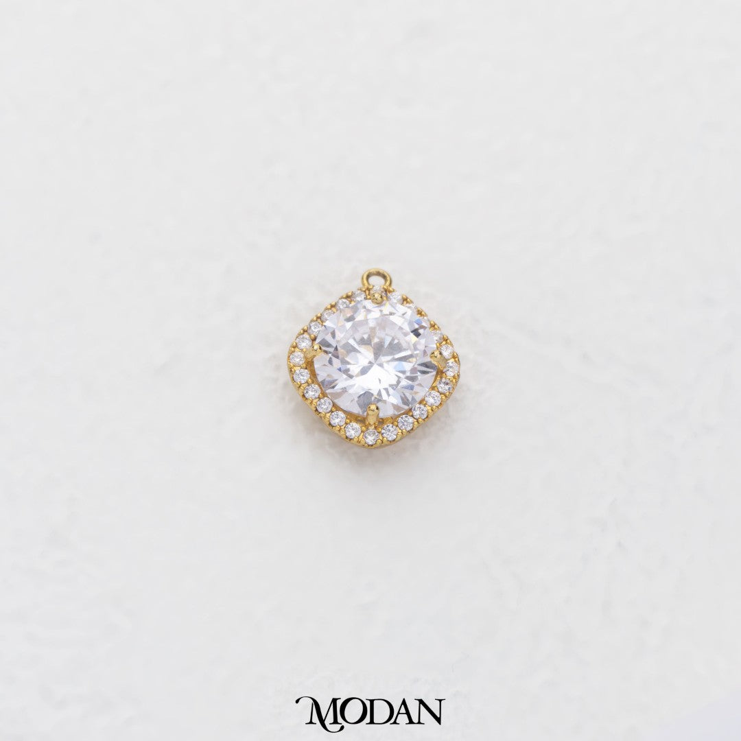 Round Cut Rhombus Shaped Charm DIY Charm Liontin Belah Ketupat  Hypoallergenic Gold Plated