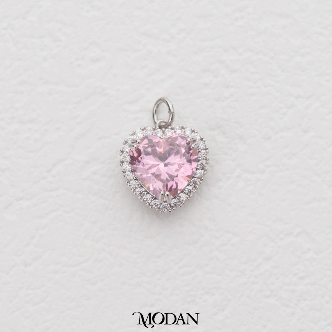Bridal Micro Paved Heart DIY Charm Liontin Hati Butiran Pasir Hypoallergenic Gold Plated