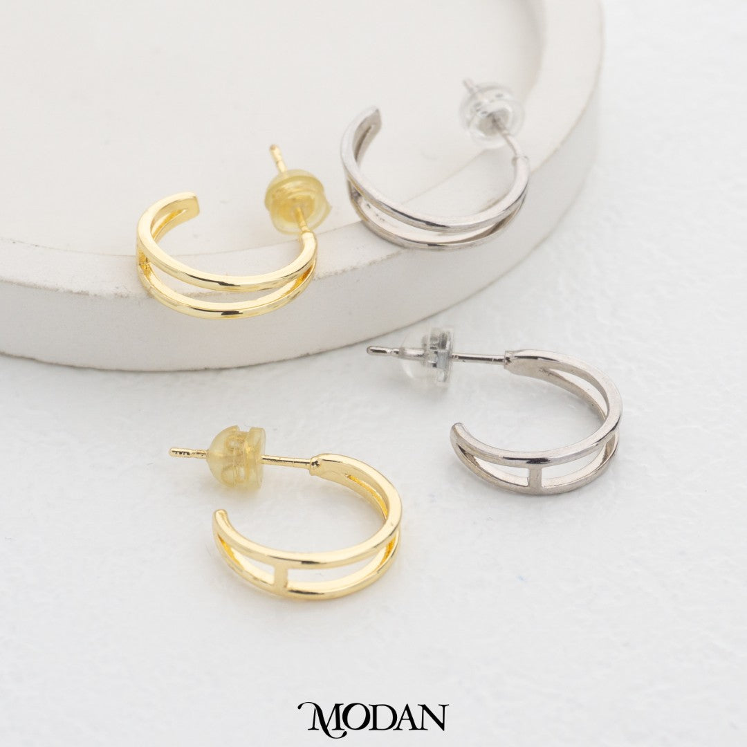 Double Line C-Hoops Earrings DIY Earrings Findings Pengait Anting Tusuk C Unfinished Hypoallergenic Gold Filled