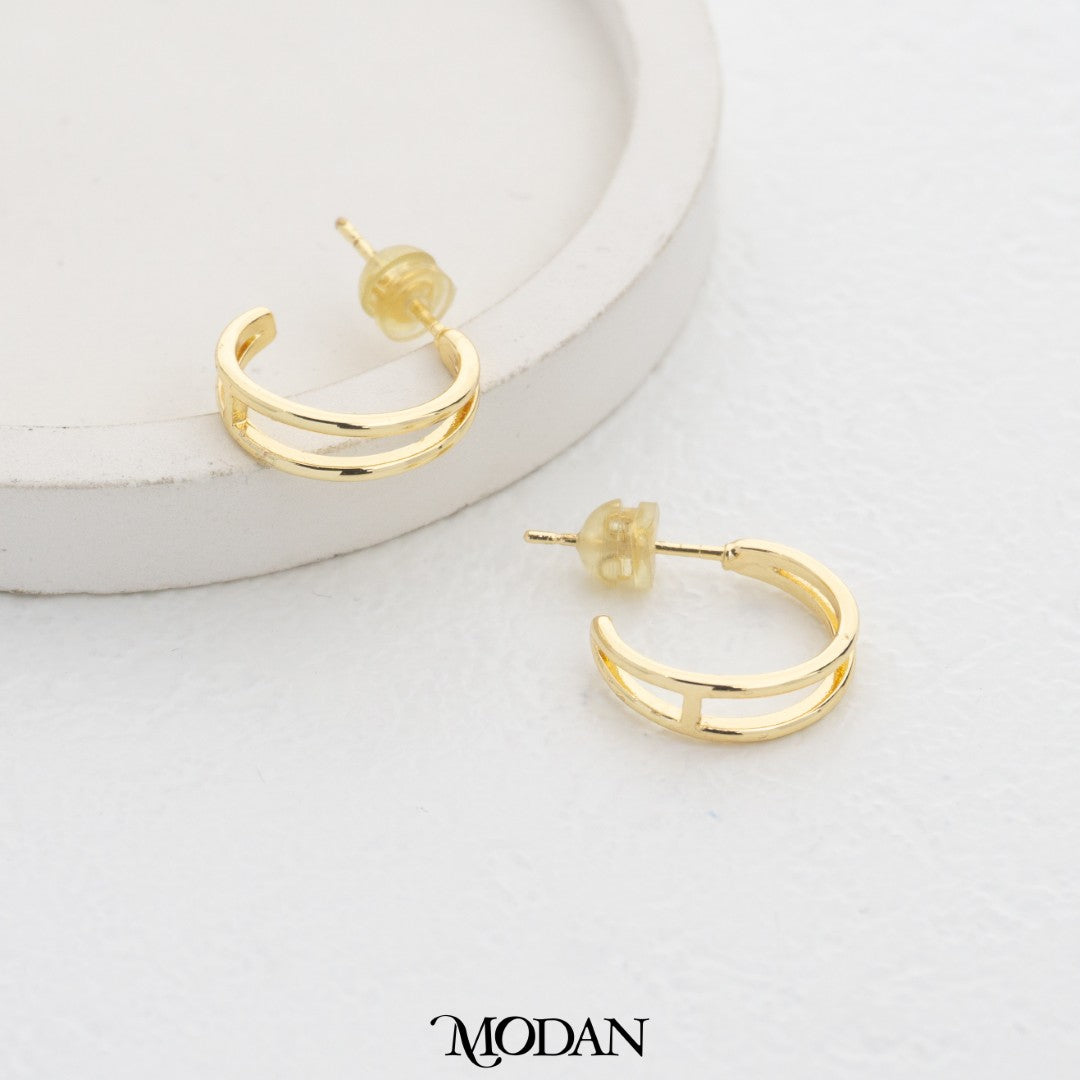 Double Line C-Hoops Earrings DIY Earrings Findings Pengait Anting Tusuk C Unfinished Hypoallergenic Gold Filled