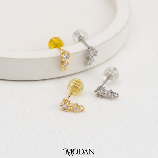Double Round Stud Earring DIY Earrings Findings Pengait Anting Tusuk Bulat Unfinished Hypoallergenic Gold Filled