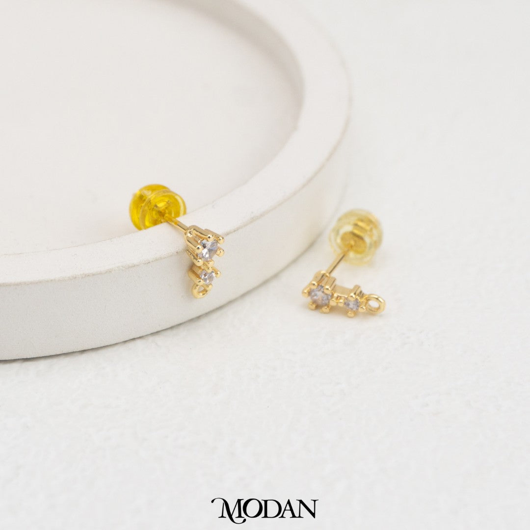 Double Round Stud Earring DIY Earrings Findings Pengait Anting Tusuk Bulat Unfinished Hypoallergenic Gold Filled