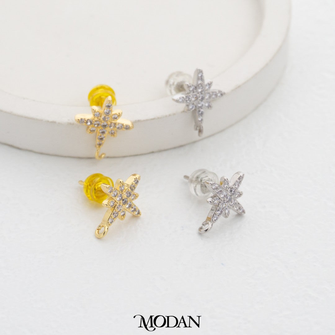 Celestial Star DIY Stud Earrings Findings Pengait Anting Tusuk Bintang Unfinished Hypoallergenic Gold Plated