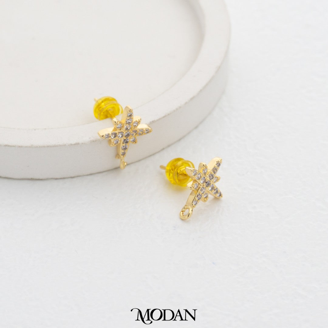 Celestial Star DIY Stud Earrings Findings Pengait Anting Tusuk Bintang Unfinished Hypoallergenic Gold Plated