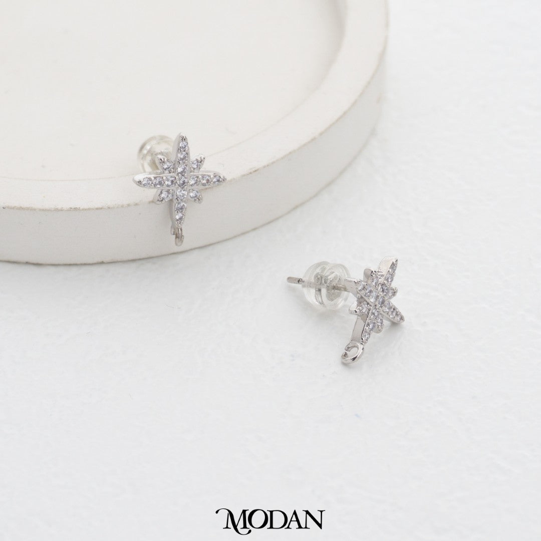 Celestial Star DIY Stud Earrings Findings Pengait Anting Tusuk Bintang Unfinished Hypoallergenic Gold Plated