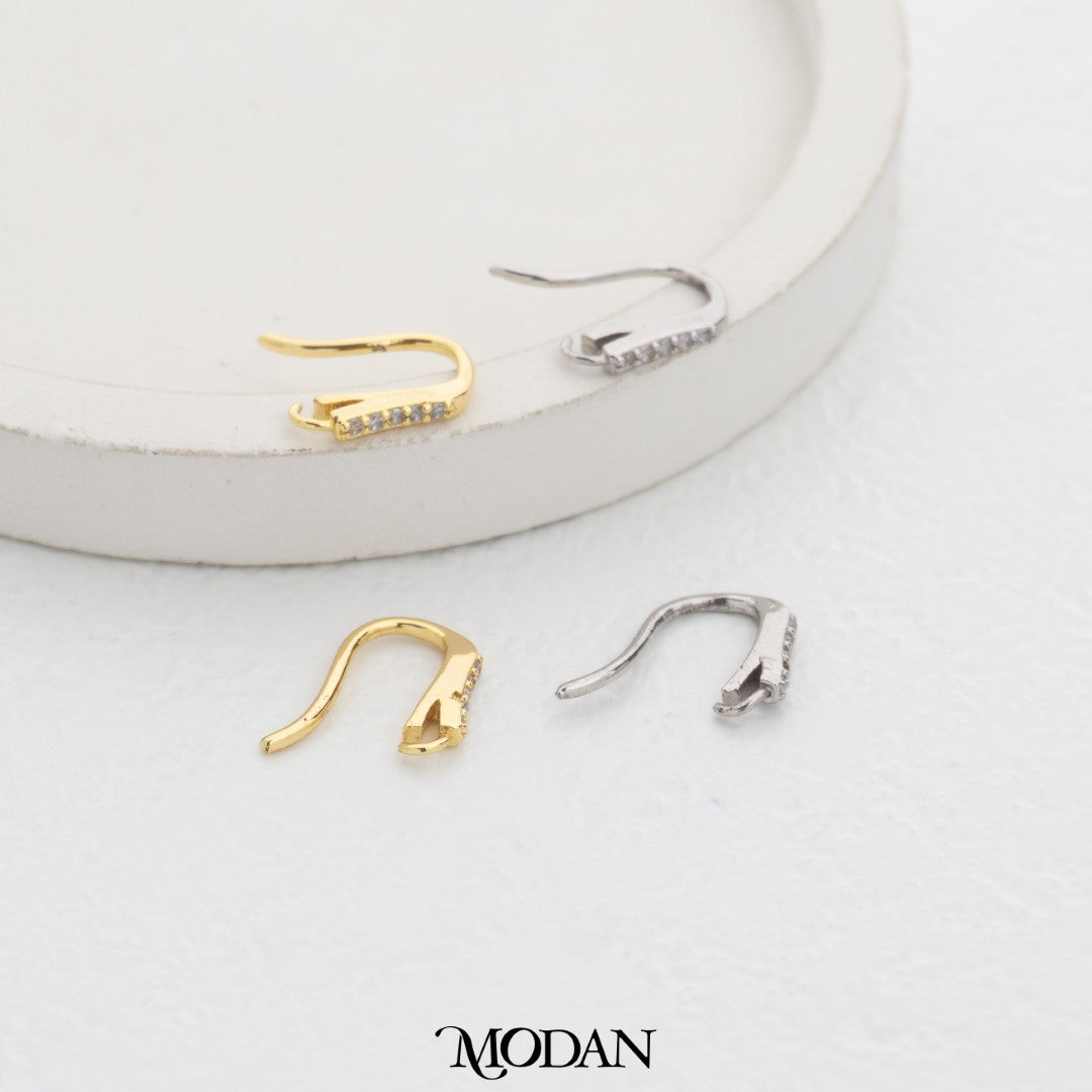 (11mm) Micro Paved Hook Earrings Findings Pengait Anting Gantung Polos Unfinished Hypoallergenic Gold Plated